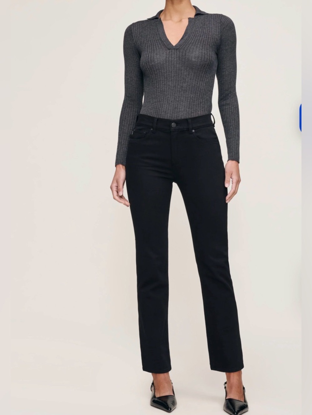 DL1961 Black Straight-Leg Jeans